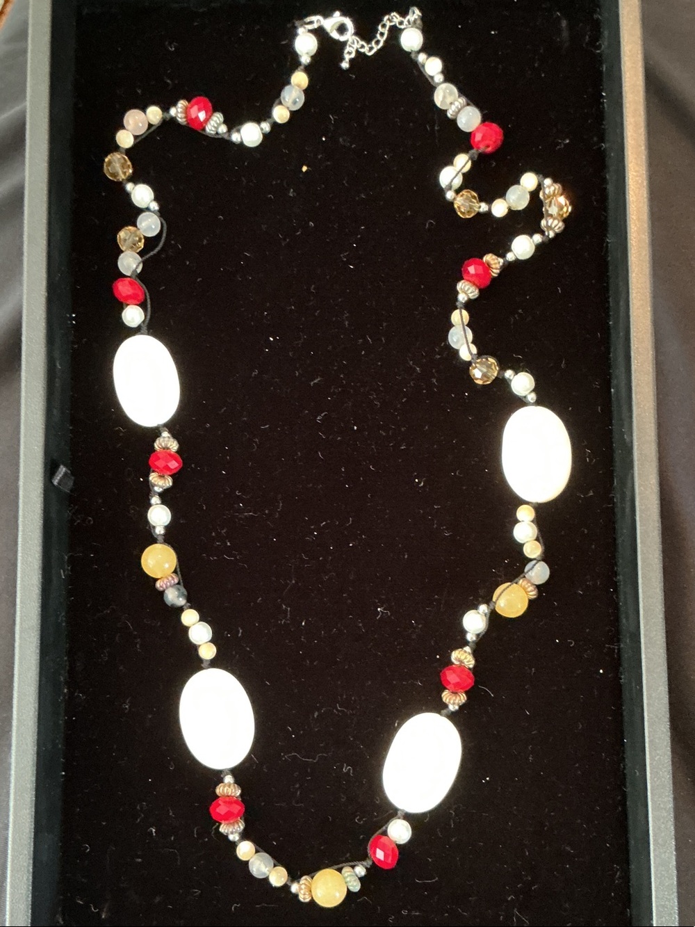 Park Lane - Women’s Red, White & Gold Beaded Statement Necklace